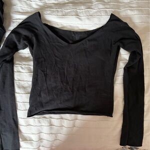 Brandy Melville Black Long Sleeve off the shoulder top